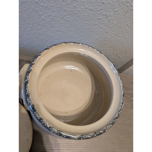 Home & Garden Party Snowman Stoneware Bean Pot w/ Lid 2001 Hand Made USA 8” - Picture 10 of 10